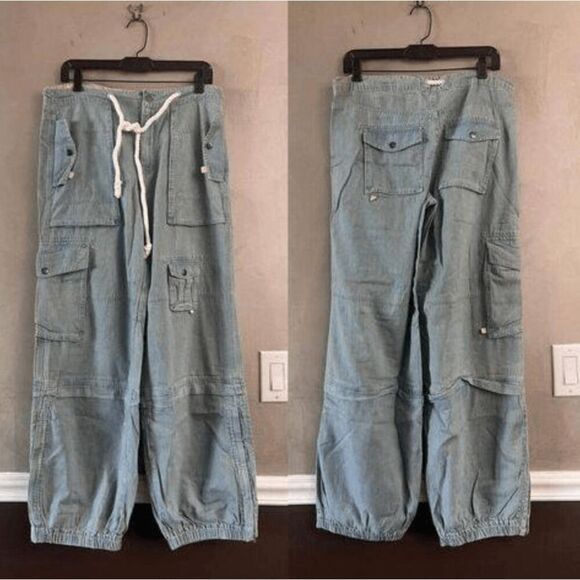 Free People We The Free South Bay Utility Cargo Jeans XL NEW - Picture 2 of 2